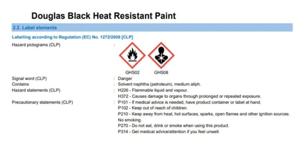DOUGLAS BLACK HEAT RESISTANT PAINT - SATIN SHEEN FINISH