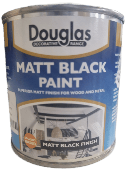 DOUGLAS MATT BLACK PAINT FOR WOOD AND METAL - QUICK DRYING