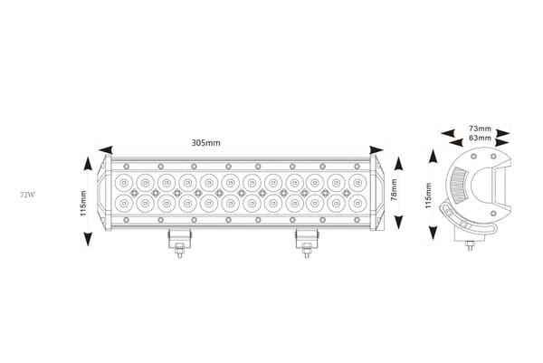 MP5072 12/24V 72W (24 x 3W) Spot/Flood Combo LED Light Bar