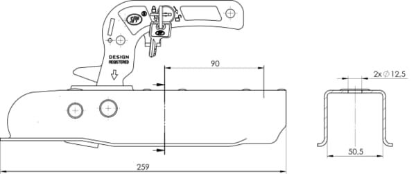 Trailer Hitch 50mm PS with Lock (50mm Drawbar)