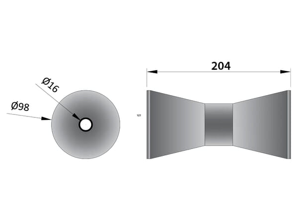 Boat Trailer Keel V Roller Blue 204X16X60-98 (Non-Mark)