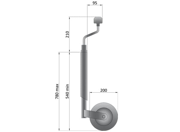 JOCKEY WHEEL 42MM TELESCOPIC 150KGM/DUTY