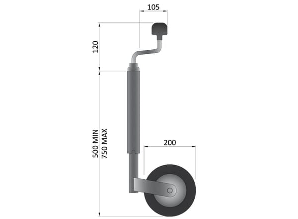 JOCKEY WHEEL 48MM TELESCOPIC 150KG