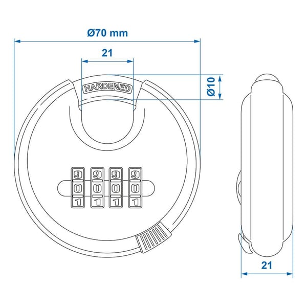 DISCUS LOCK WITH NUMBER COMBINATION