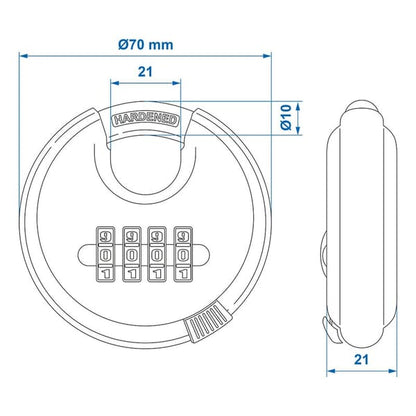 DISCUS LOCK WITH NUMBER COMBINATION