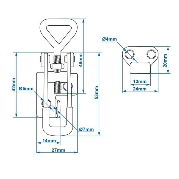 ADJUSTABLE TRAILER LATCH - 70-81MM INCL. BAR