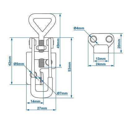 ADJUSTABLE TRAILER LATCH - 70-81MM INCL. BAR