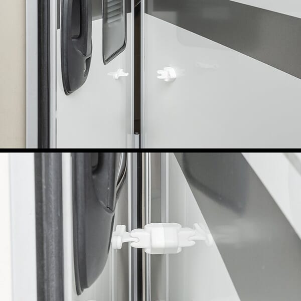 DOOR CATCHER FOR CAMPERVAN / CARAVAN - WHITE HINGED