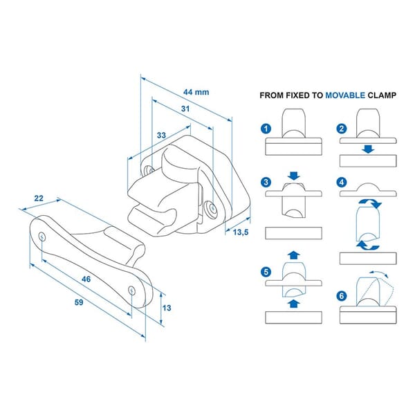 DOOR CATCHER FOR CAMPERVAN / CARAVAN - WHITE HINGED