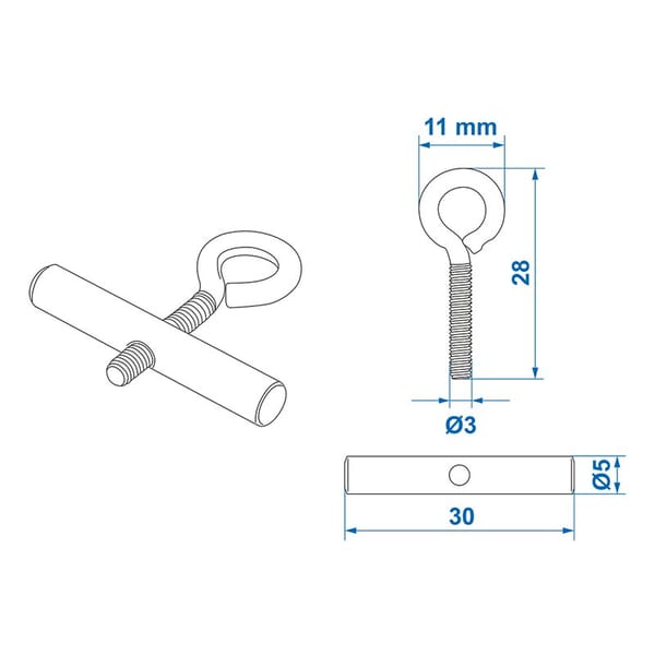 AWNING RAIL EYELET - 5-6MM - 2PIECE SET