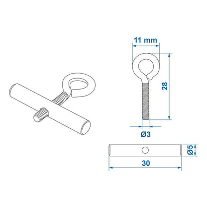 AWNING RAIL EYELET - 5-6MM - 2PIECE SET