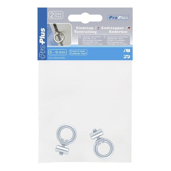 AWNING RAIL STOPPER 6-9MM - 2PIECE SET - STAINLESS STEEL