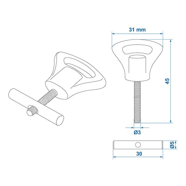 AWNING RAIL STOPPER WITH PLASTIC BUTTON - 5-6MM - 2PIECE SET