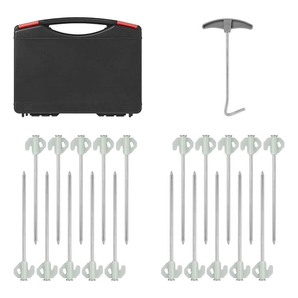 ROCK PEGS - 20CM - METAL - GLOW IN DARK - SET OF 20 PIECES IN A CASE