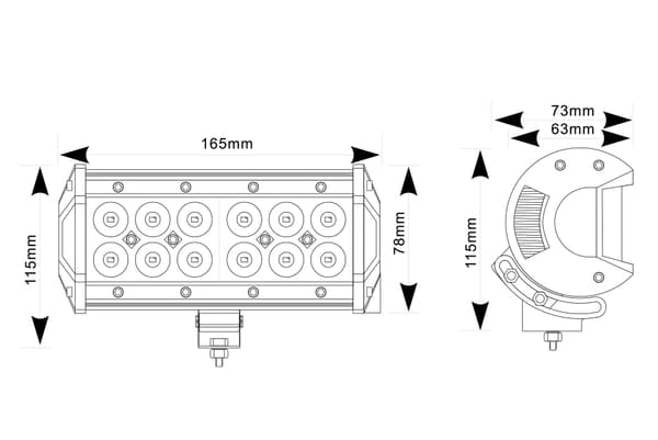 MP5071 12/24V 36W (12 x 3W) Spot LED Light Bar