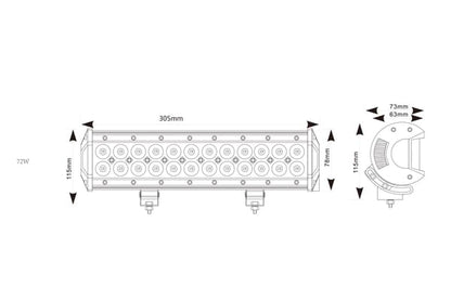 MP5072 12/24V 72W (24 x 3W) Spot/Flood Combo LED Light Bar