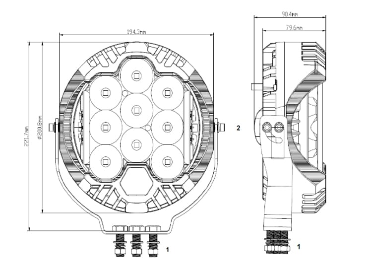 MP5077 9″ 12/24V 55W LED Driving Light