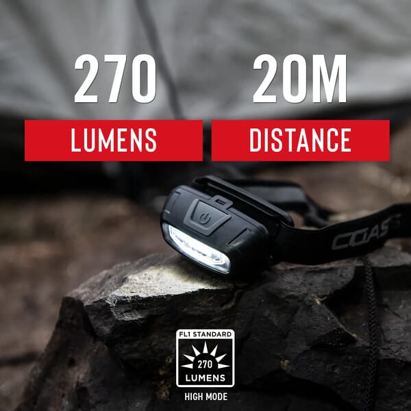 COAST FL13R RECHARGABLE LED HEADLAMP 270 LUMENS WITH RED AND WHITE LIGHT