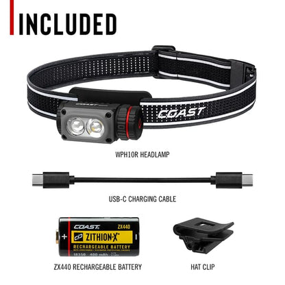 COAST WPH10R WATERPROOF RECHARGABLE HEADLAMP - LIGHTWEIGHT WITH MAGNET, 1000LUMENS