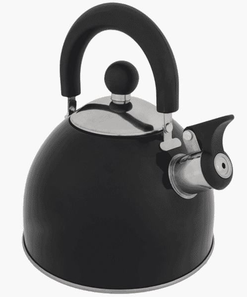 Whistling Kettle 2 Ltr Stainless Steel Black Deluxe