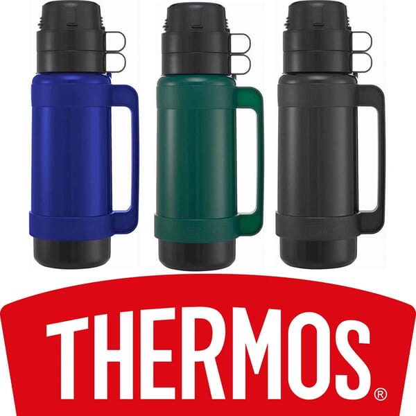 THERMOS MONDIAL FLASK WITH HANDLE - ASSORTED COLOURS