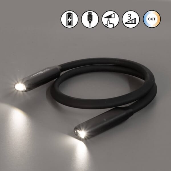 FISCHER & HONSEL LASSE LED READING NECK LAMP DIMMABLE BATTERY POWERED BLACK 0.3W