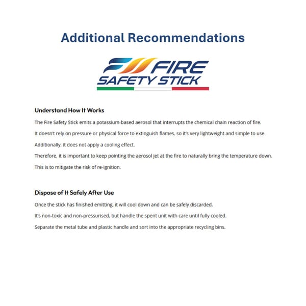 FIRE SAFETY STICK - 15 YEAR SHELF LIFE