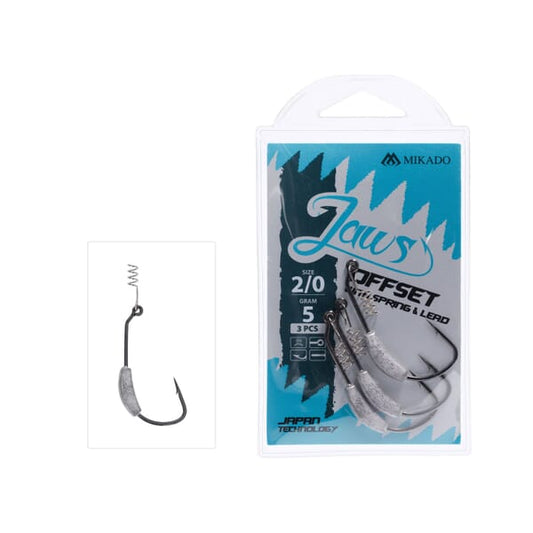 MIKADO JAWS HOOKS OFFSET WITH SCREW, 7G LEAD WEIGHT & SIZE  4/0 HOOK - PACK OF 3