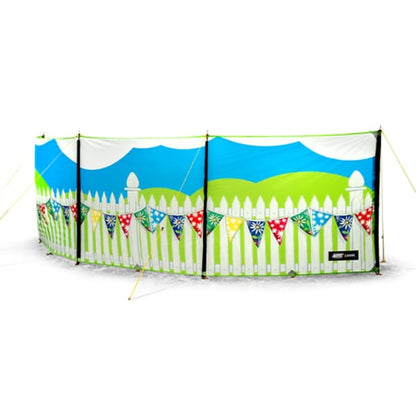 "SUMMER DAYS" 3-PANEL WINDBREAK - STEEL POLES & PEGS - 500X140CM