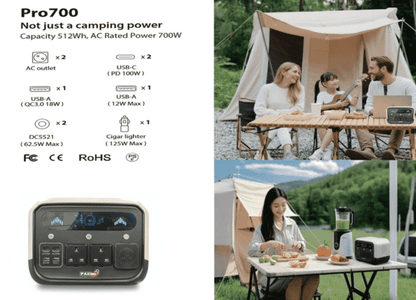 Pacini Portable Power Station Capacity 512Wh, 2 outlets,700W