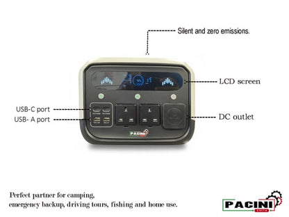 Pacini Portable Power Station Capacity 512Wh, 2 outlets,700W
