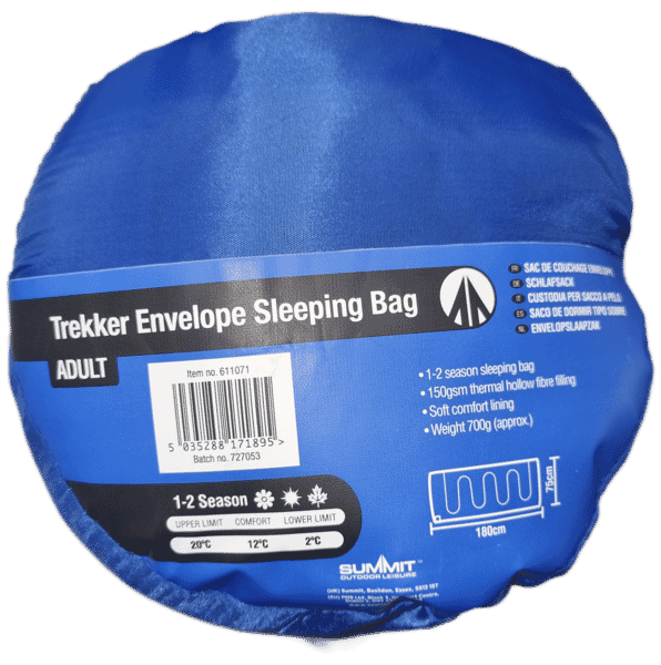 SUMMIT TREKKER ENVELOPE SLEEPING BAG - 1-2 SEASON - ADULT