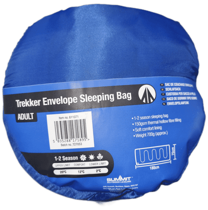 SUMMIT TREKKER ENVELOPE SLEEPING BAG - 1-2 SEASON - ADULT