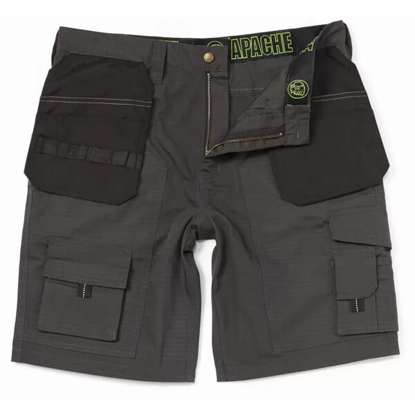 APACHE Lightweight RIP-Stop Polycotton Work Shorts Grey/Black