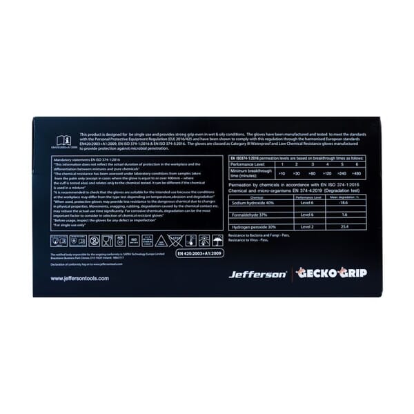 JEFFERSON GECKO GRIP PROFESSIONAL NITRILE GLOVES - ORANGE - BOX OF 50