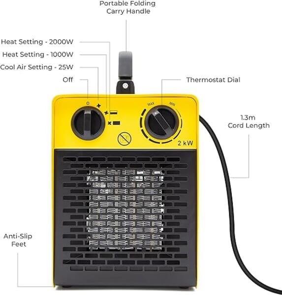 INDUSTRIAL FAN HEATER 2KW CERAMIC ELEMNT