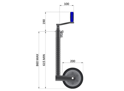 Jockey Wheel 48Mm H/D Ribbed *No Clamp*