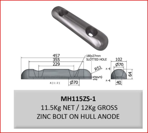 Zince Bolt On Anode