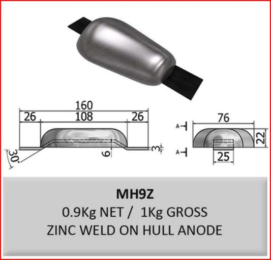 Pear Shape Zinc Weld on Hull Anode