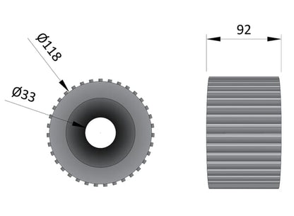 Ribbed Roller for Boat Trailer (Suits MP456 & MP4563)